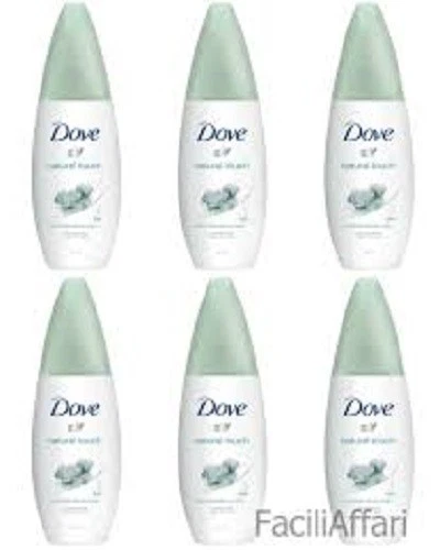 6 X Dove DEO NATURAL TOUCH VAPO minerali del Mar Morto Deodorante Corpo no gas - Immagine 1 di 1