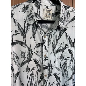Alexander Julian Colours S/S Mens Shirt White with black feathers Retro Casual - Picture 1 of 5