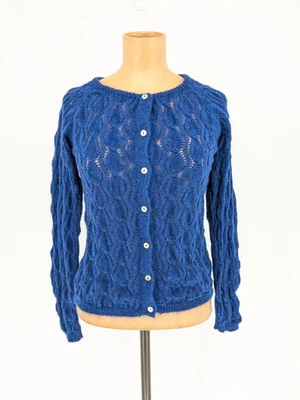 Suéter Bonton Francia Niñas Lana Mohair Mezcla Cable Tejido Botón Frontal Talla 12 Foto 1 de 4