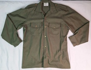 Vintage Militär Hemdjacke mit Knöpfen olivgrün 80% Wolle Größe 42 cm - Bild 1 von 5
