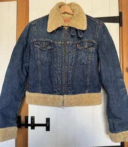 Levi's Sherpa Denim Jacket 2003 Boxy Jeans Size Medium 73696 03 - Picture 1 of 13