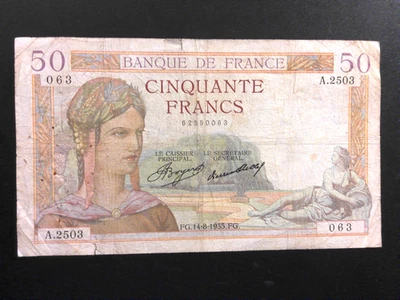 France 50 Francs  1935 - Image 1 of 2