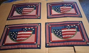 Set Of 4 Rectangular Patriotic Watermelon Placemats 17" X 13" - Picture 1 of 7