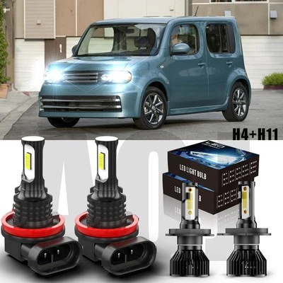 For Nissan Cube 2009-2014 Combo 4X LED Headlight + Fog Light Bulbs white 6000k - Imagem 1 de 4