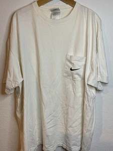 Nike Pocket T Shirt Vtg 90s Embroidered Swoosh White Size XL - Picture 1 of 5