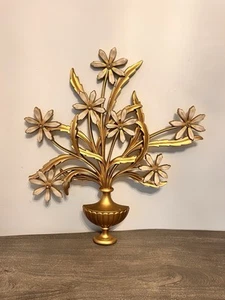 Vintage Syroco Wall Hanging Flowers In Urn Mid Century Modern 1962 Hollywood - Picture 1 of 20