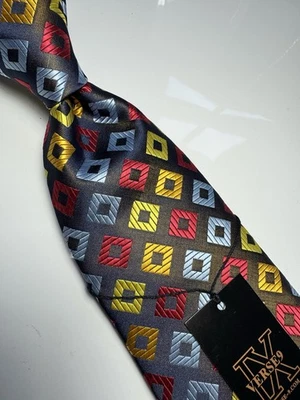 NUEVO CON ETIQUETAS VERSO 9 MULTICOLOR ESTILO GEOMÉTRICO ESTAMPADO SEDA DISEÑOS CORBATA Y PAÑUELO Foto 1 de 4