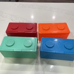 Vintage CHUBS Baby Wipes Lego Stackable Storage Lot Of 4 Red Green Blue Orange - Picture 1 of 11