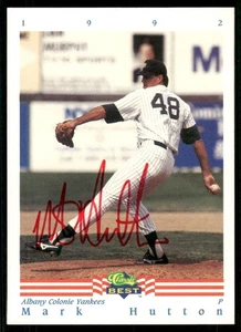 Tarjeta firmada por Mark Hutton 1992 de los Yankees de Albany autógrafo automático Yankees - Imagen 1 de 1