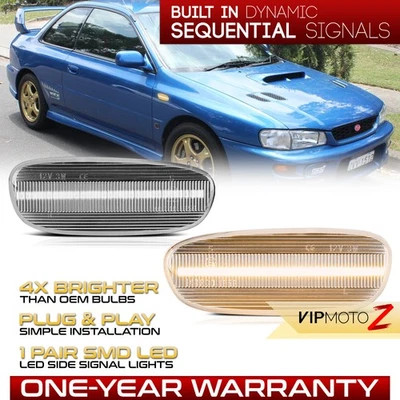 Sequential LED Front Side Marker Lights Pair Set For 1993-2001 Subaru Impreza Foto 1 de 4