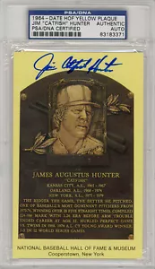 Jim "Catfish" Hunter SIGNED Baseball Hall of Fame Plaque A's PSA/DNA AUTOGRAPHED - Picture 1 of 1