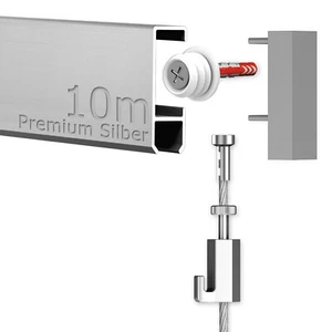 Galerieschienen Set Premium 10 m in Silber - Bilderschienen Robust inkl Zubehör - Bild 1 von 8