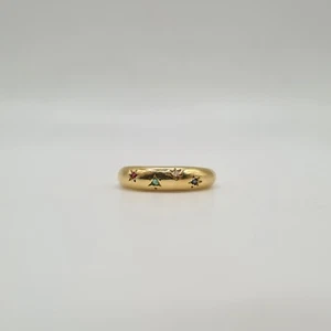 Bague or jaune 18 carats sertie pierres colorées - Imagen 1 de 5