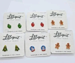 Christmas earrings Lot by Lilliput Little Things Titanium Post 6 pair - Picture 1 of 11
