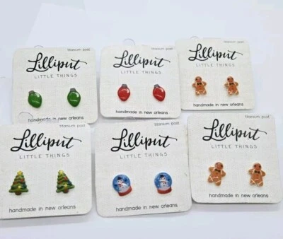 Lote de 6 pares de pendientes de Navidad de Lilliput Little Things Titanium Post Foto 1 de 4
