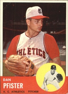 1963 Topps Kansas City Athletics Baseball Card #521 Dan Pfister - EX-MT