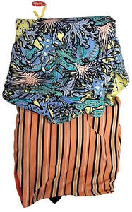 Mambo One-Piece Swimsuit Set x2 Size 12 Orange Striped & Blue Coral Print - Picture 1 of 9