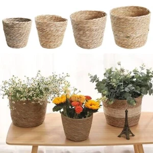 1Pcs Rattan Straw Flower Pot Basket Planter Basket Woven Plant Flower Basket - Picture 1 of 16