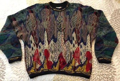Vintage COOGI Australia Multicolor Textured Knit 90s Biggie Sweater Size M - Image 1 of 4