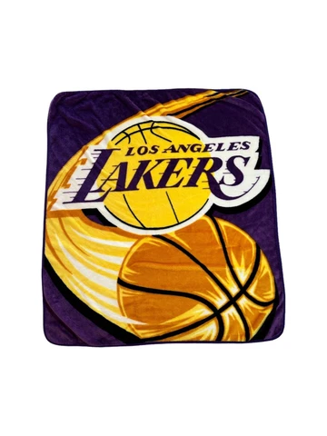 Vintage The Northwest Company LA LAKERS Los Angeles THROW BLANKET Purple & Gold Cover
