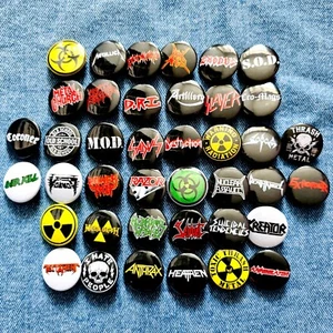 Thrash Metal button badge pins. Speed metal, Heavy Metal. 40 pins colection. - Picture 1 of 7