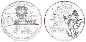 2007 France 1/4 Euro Silver, Vauban, Marechal St IN Box with Certificate 89461 - Picture 1 of 3