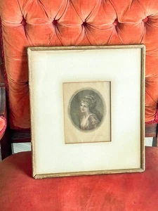 Antiker Mezzotinta von G.W.H. Ritchie - Ovales Portrait einer georgischen Dame signiert - Bild 1 von 9