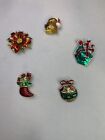 Lot Of 5 Vintage To Now Brooch Pin Lot Christmas Holiday  F16