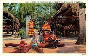 Seminole Indian Family Postcard Everglades Florida Christianity Conversion Story - Picture 1 of 6