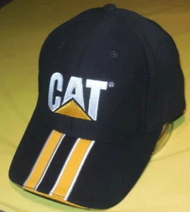 New CAT Dozer Racing Stripe Caterpillar Baseball Cap Black/Gold Construction Hat - Picture 1 of 2