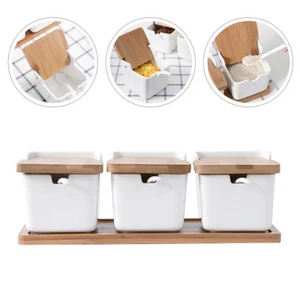 Mustard Storage Jars Kitchen Salt Container Canister Set Pottery Jars - Picture 1 of 12