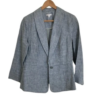 Cabi Womens Blazer #215 Gray Blue Size 6 Linen Cotton Blend Career Spring Summer - Image 1 of 4