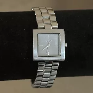 DKNY Women's Square Watch Silver Tone Quartz Analog Water Resistant 7 inch 22 mm - Picture 1 of 16
