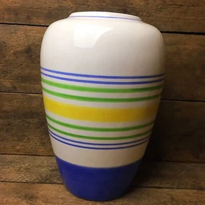 FTD Blue, Yellow, and Green Rings Ceramic Vase - Bild 1 von 3