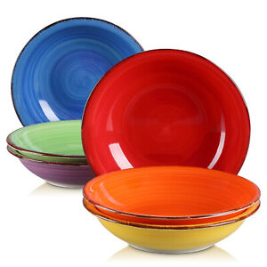 vancasso BONITA Ceramic Plates 6-Piece Soup Plates Bowls Multicolor Handpainted