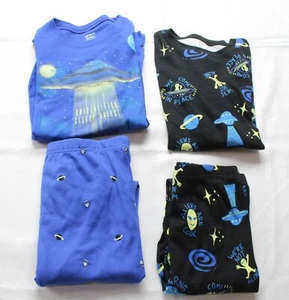 Carter's Boy's 4-Piece Space Alien 100% Snug Fit Cotton Pajamas BL1 Navy Size 14 - Picture 1 of 13