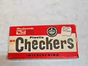 Vintage Woolworth Woolco 24 Plastic Checkers; Red/Black; New Open Box - Picture 1 of 8