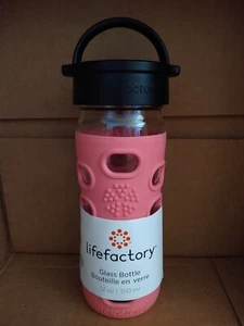 Life factory 12oz Glass Bottle With Protective Sleeve. Dishwasher Safe - Picture 1 of 3