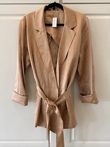 NWT NEW Banana Republic Trench Coat Belted Jacket LARGE tan Soft Peach - Picture 1 of 11