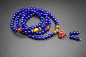 Bracciale Preghiera Lapislazzuli Naturale Perlina Lapislazzuli Blu Preghiera 108 Perline di Preghiera 6mm - Foto 1 di 10