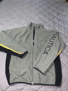 Giacca uomo Nautica Competizione pile grigio full zip taglia L righe oro acc - Foto 1 di 5