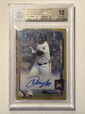 2015 Bowman Chrome Draft Picks Auto, Gold Refractors, #BCAJN Josh Naylor BGS 10 - Image 1 of 4
