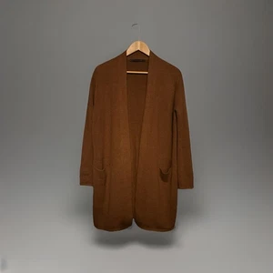 Jenni Kayne 100 % Kaschmir Pullover Mantel braun Longline offene Tasche Cardigan klein - Bild 1 von 18