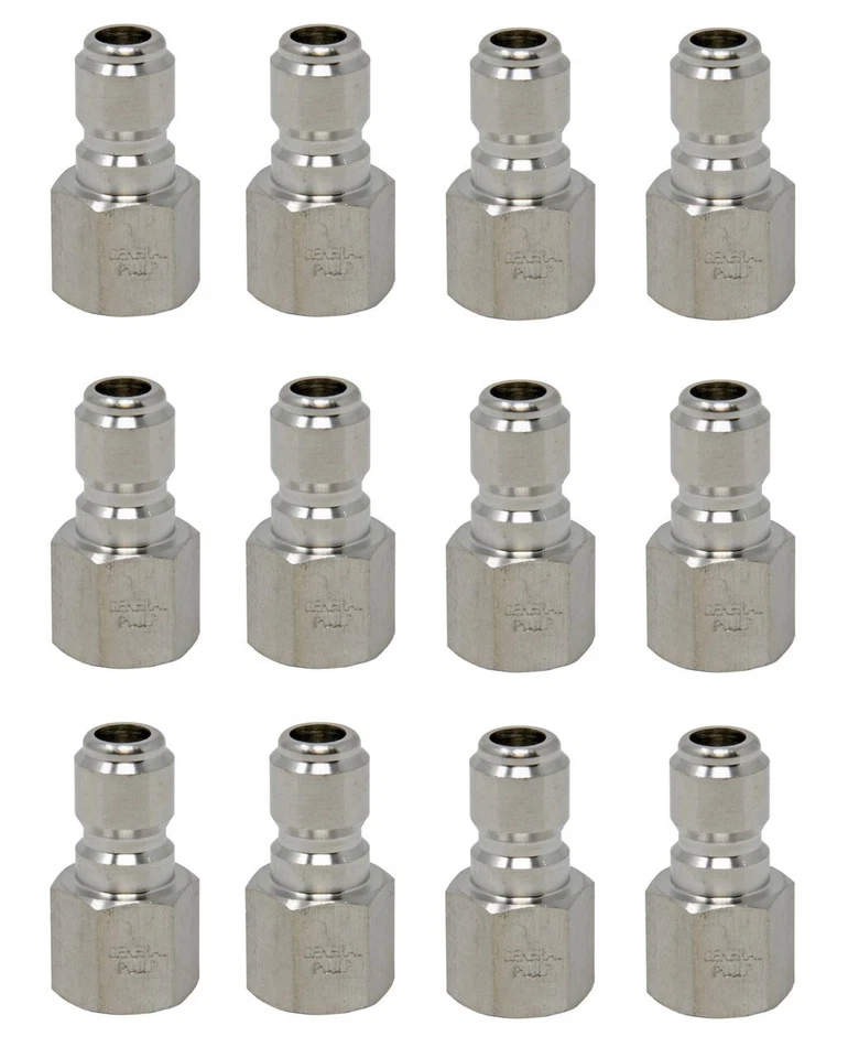 12 Pack GP Quick Disconnect Plugs, Stainless Steel 3/8 x 3/8 NPT-F 6,000 PSI - Image 1 of 1