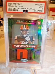 2023 Certified Cedric Tillman New Generation Jerseys Mirror Green/5 Psa 9 - Picture 1 of 3