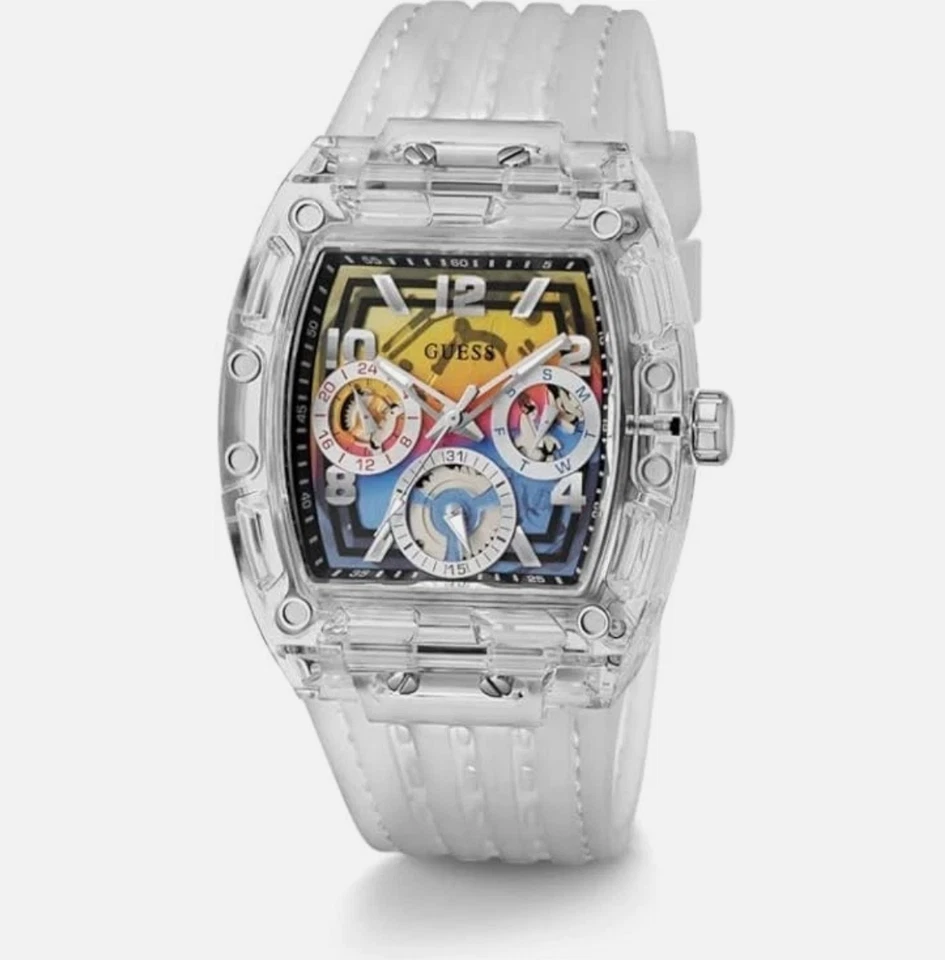 Reloj Pulsera Hombre GUESS PHOENIX GW0499G3 Multifunción Silicona Blanco - ¡NUEVO! Foto 1 de 4