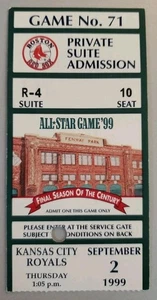Boston Red Sox Kansas City Royals Baseball Ticket Stub 9/2 1999 Sal Fasano HR 16 - Bild 1 von 2