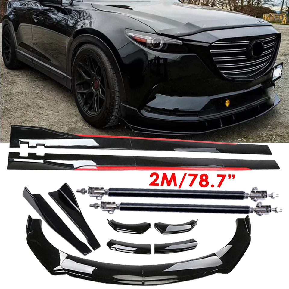 For Mazda CX-7 CX-9 Front Bumper Lip Splitter Glossy Black Red Body Kit Side — 第 1/4 张图片