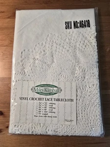 Miles Kimball Vinyl Crochet Lace Tablecloth 70" Round Sealed - Picture 1 of 4