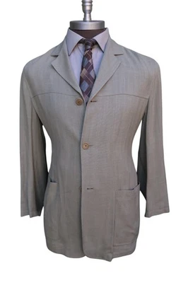 Ermenegildo Zegna 100% Silk Beige Three Button Chore Jacket Blazer SZ 40 - Image 1 of 4